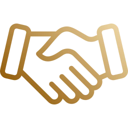 Ícone dourado de aperto de mãos representando confiança em serviços de pintura de motos em Sorocaba.