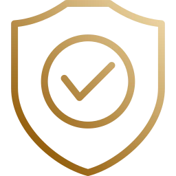 Ícone dourado de escudo com marca de verificação simbolizando durabilidade e proteção da pintura profissional de motos em Sorocaba.