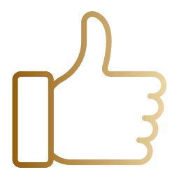 Ícone dourado de mão com polegar levantado, representando clientes satisfeitos com o novo visual da moto após pintura personalizada.